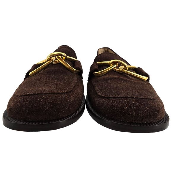 Bruno Magli Italy Womens 6.5AA Brown Suede Leather Dress Shoes Horsebit Loafers - Picture 9 of 12